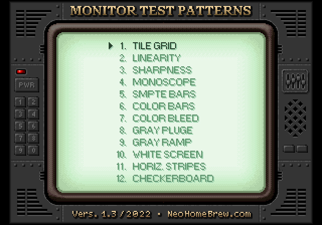 Neo Geo Monitor Test Patterns Tool
